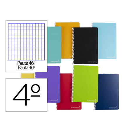 Cuaderno espiral liderpapel cuarto witty tapa dura 80h 75gr rayado nº 46 colores surtidos