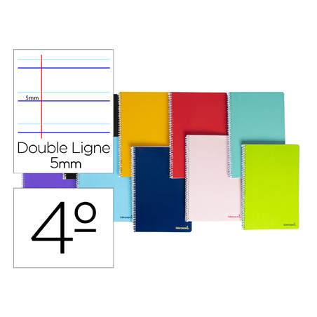 Cuaderno espiral liderpapel cuarto smart tapa blanda 80h 60gr rayado montessori 5mm colores surtidos