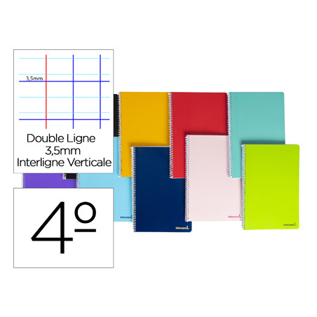 Cuaderno espiral liderpapel cuarto smart tapa blanda 80h 60gr rayado montessori 3,5mm colores surtidos