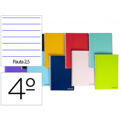 Cuaderno espiral liderpapel cuarto smart tapa blanda 80h 60gr pauta 2,5mm con margen colores surtidos