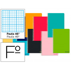Cuaderno espiral liderpapel folio smart tapa blanda 80h 60gr rayado n 46 colores surtidos