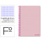 Cuaderno espiral liderpapel folio smart tapa blanda 80h 60gr cuadro 4mm con margen color rosa