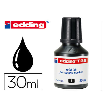 Tinta rotulador edding t-25 negro frasco de 30 ml