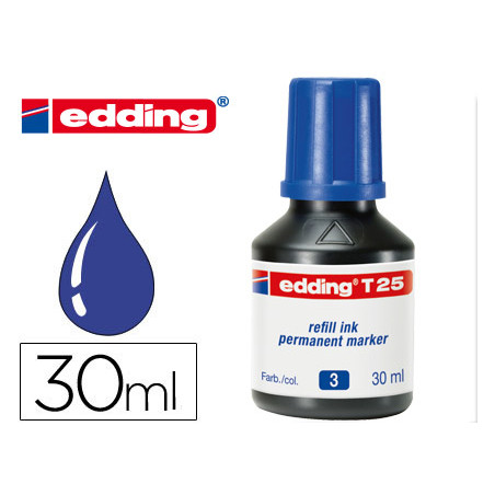 Tinta rotulador edding t-25 azul bote 30 ml
