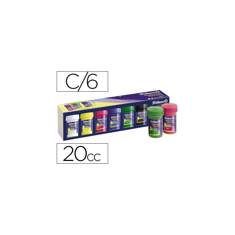 Tempera pelikan escolar 25 ml caja 6 colores surtidos