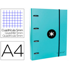 Carpeta con recambio y solapa liderpapel antartik a4 cuadro 5mm forrada 4 anillas redondas 40mm color menta