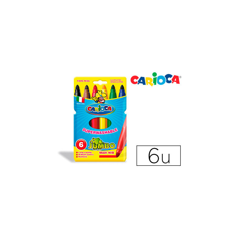 Rotulador carioca jumbo punta gruesa estuche de 6 unidades colores surtidos