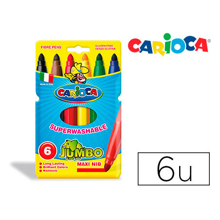 Rotulador carioca jumbo c/6 colores punta gruesa