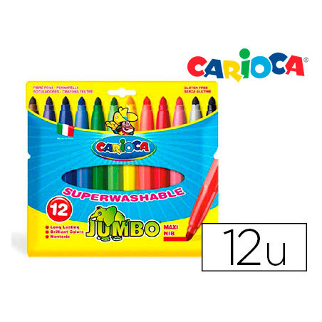Rotulador carioca jumbo punta gruesa estuche de 12 colores surtidos