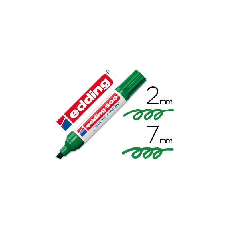 Rotulador edding marcador permanente 500 verde punta biselada 7 mm