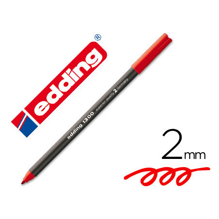 Rotulador edding punta fibra 1300 rojo -punta redonda 2 mm