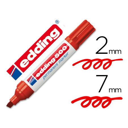 Rotulador edding marcador permanente 500 rojo -punta biselada 7 mm