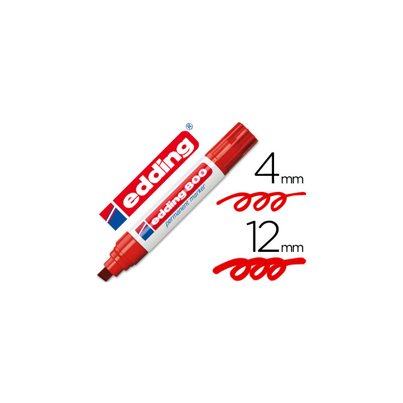 Rotulador edding marcador permanente 800 rojo punta biselada 12 mm recargable