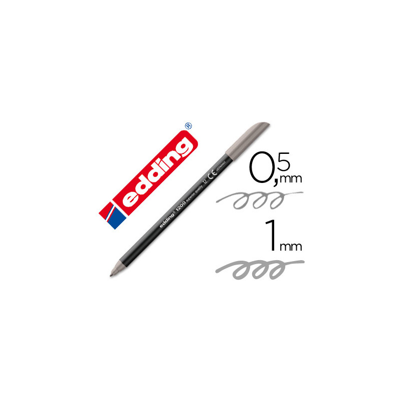 Rotulador edding punta fibra 1200 gris n.12 punta redonda 0.5 mm