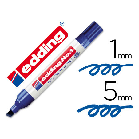 Rotulador edding marcador permanente 1 azul punta biselada 5 mm recargable