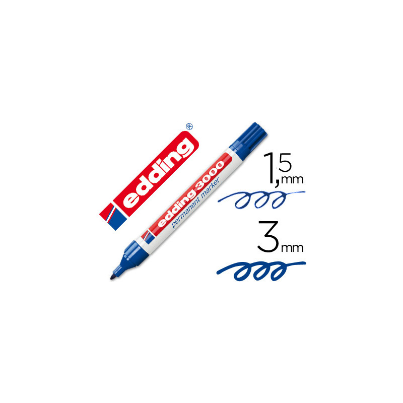 Rotulador edding marcador permanente 3000 azul punta redonda 1,5-3 mm recargable
