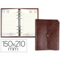 Agenda anillas liderpapel tinde 15x21 cm dia pagina marron simil piel envejecida papel 70 gr