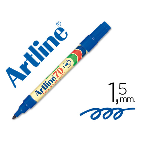 Rotulador artline marcador permanente ek-70 azul punta redonda 1.5 mm papel metal y cristal