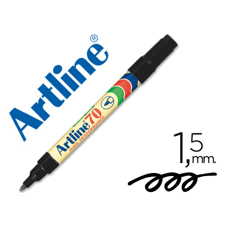 Rotulador artline marcador permanente ek-70 negro -punta redonda 1.5 mm -papel metal y cristal
