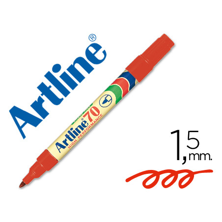 Rotulador artline marcador permanente ek-70 rojo -punta redonda 1.5 mm -papel metal y cristal