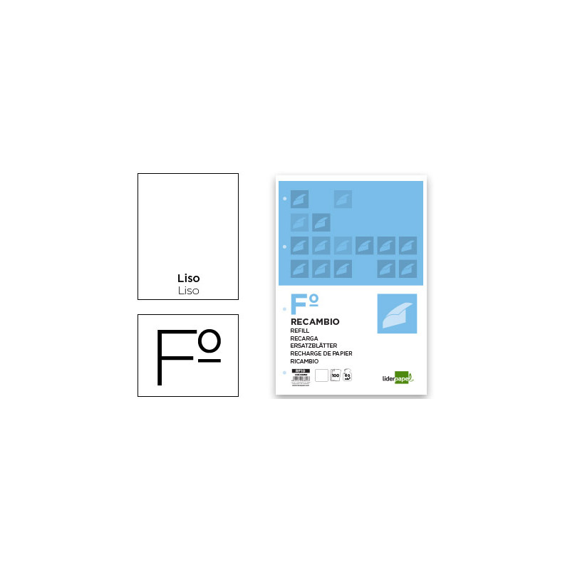 Recambio liderpapel a4 100 hojas 60gr liso sin margen 4 taladros