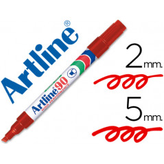Rotulador artline marcador permanente ek-90 rojo -punta biselada 5 mm -papel metal y cristal