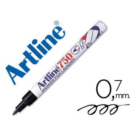 Rotulador artline marcador ropa 750 negro punta redonda 0,7 mm ropa papel metal y cristal