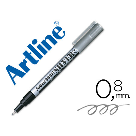 Rotulador artline marcador permanente tinta metalica ek-999 plata -punta redonda 0.8 mm