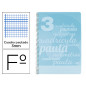 Cuaderno espiral liderpapel folio pautaguia tapa plastico 80h 75gr cuadro pautado 3mm con margen color azul