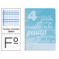 Cuaderno espiral liderpapel folio pautaguia tapa plastico 80h 75gr cuadro pautado 4mm con margen color azul
