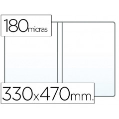 Funda portadocumento q-connect folio doble 180 micras pvc transparente 330x470mm