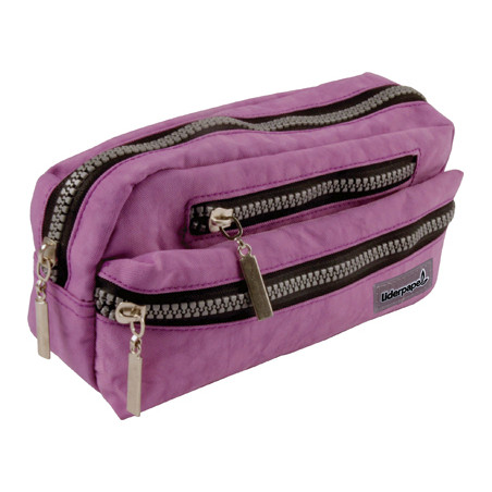 Bolso escolar liderpapel portatodo ovalado 3 bolsillos violeta pastel 195x40x100 mm