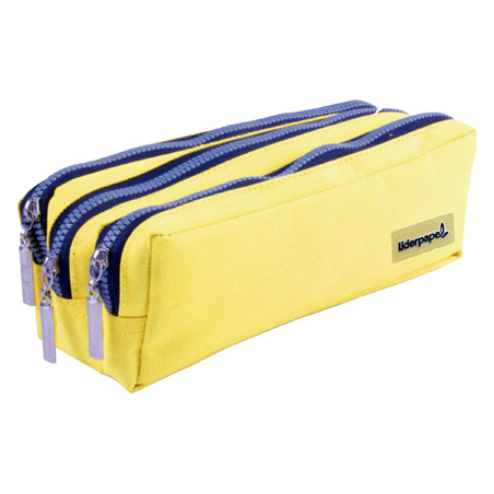 Bolso escolar liderpapel portatodo rectangular 3 bolsillos amarillo pastel 185x55x70 mm