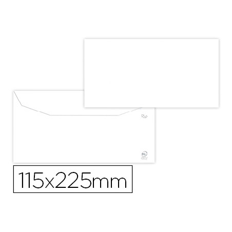 Sobre liderpapel blanco 115x225 mm solapa engomada papel offset 80 gr caja de 500 unidades