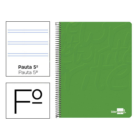 Cuaderno espiral liderpapel folio write tapa blanda 80h 60gr pauta 2,5 mm con margen color verde