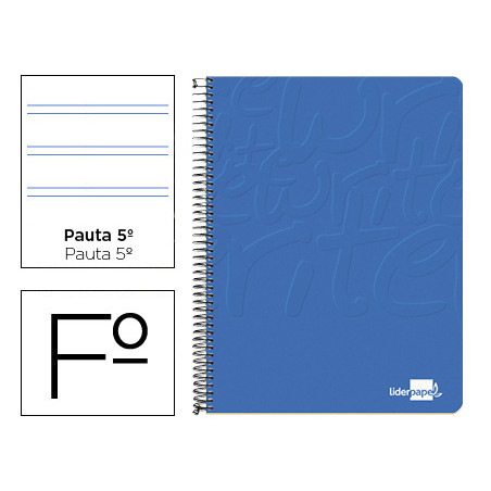 Cuaderno espiral liderpapel folio write tapa blanda 80h 60gr pauta 2,5 mm con margen color azul