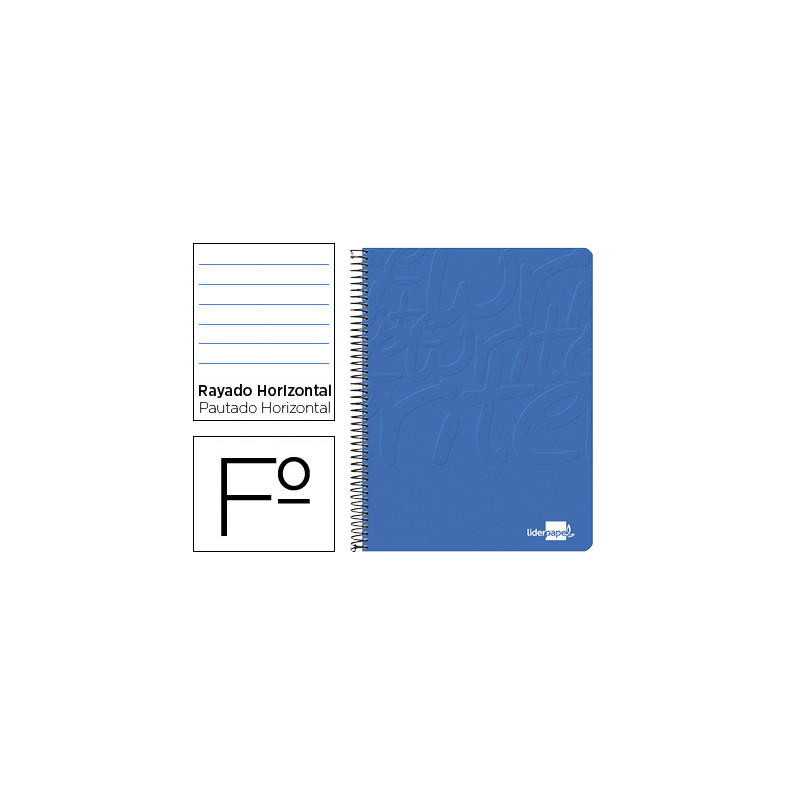 Cuaderno espiral liderpapel folio write tapa blanda 80h 60gr horizontal con margen color azul