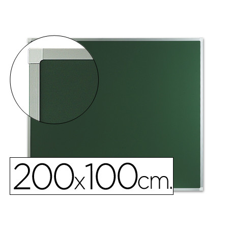 Pizarra verde mural q-connect 200x100 cm sin repisa con marco de aluminio