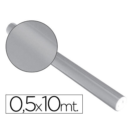 Papel metalizado plata rollo continuo de 0,5 x 10 mt