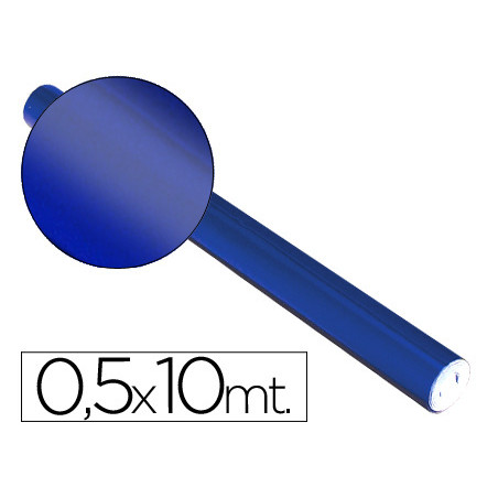 Papel metalizado azul rollo continuo de 0,5 x 10 mt