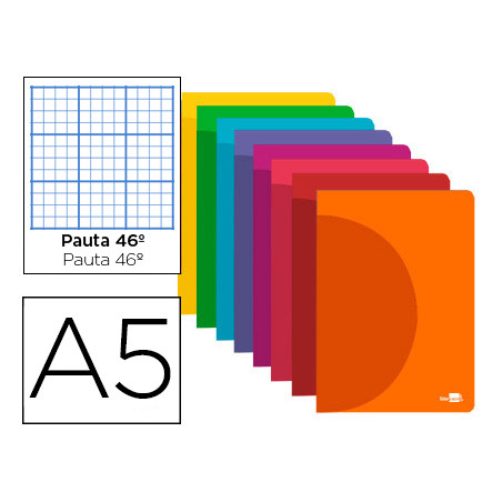 Libreta liderpapel 360 tapa de plastico a5 48 hojas 90g/m2 rayado nº 46 colores surtidos