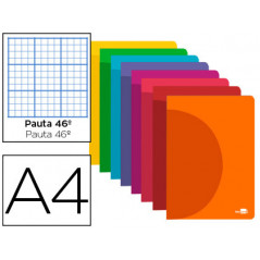 Libreta liderpapel 360 tapa de plastico a4 48 hojas 90g/m2 rayado nº 46 colores surtidos