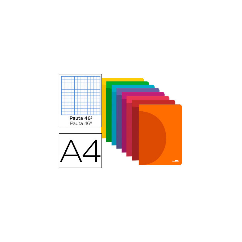 Libreta liderpapel 360 tapa de plastico a4 48 hojas 90g/m2 rayado nº46 colores surtidos