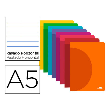 Libreta liderpapel 360 tapa de plastico a5 48 hojas 90g/m2 horizontal con margen colores surtidos