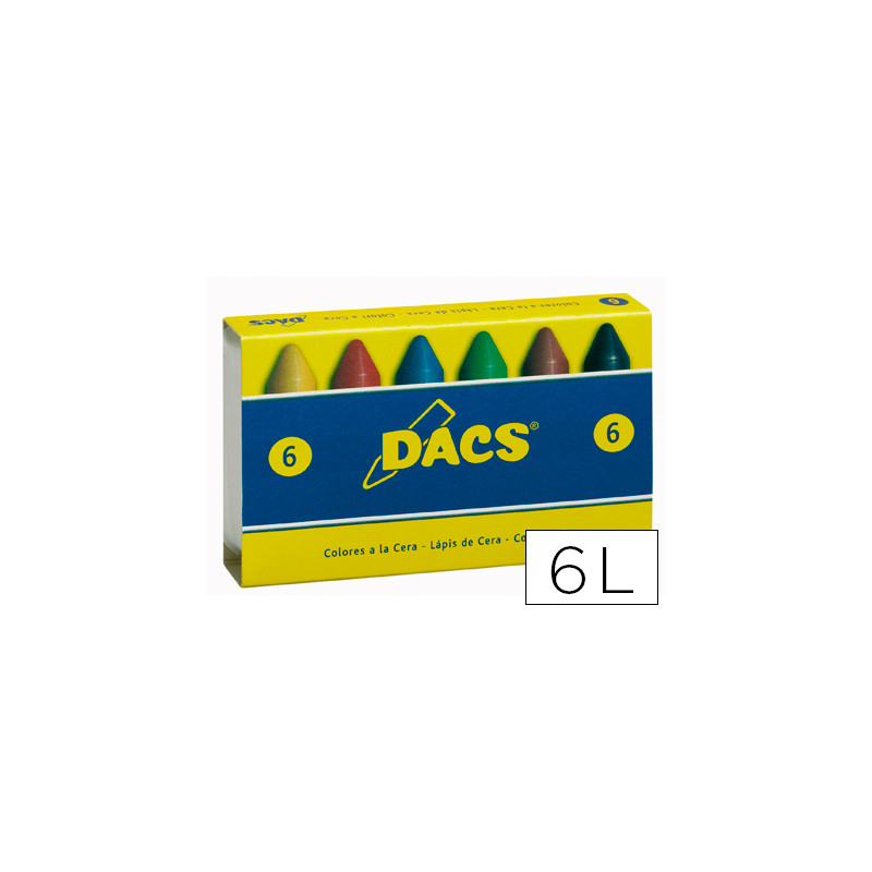 Lapices cera dacs caja de 6 colores surtidos