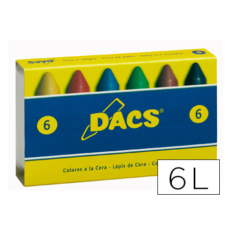 Lapices cera dacs caja de 6 colores surtidos