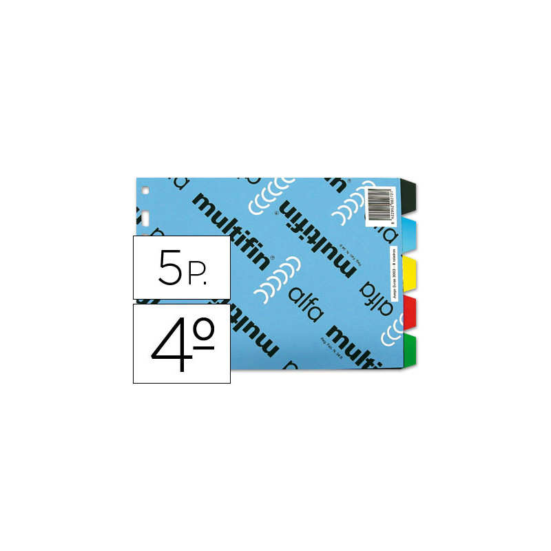 Separador multifin 3003 plastico cuarto apaisado 5 pestañas 215x155 mm