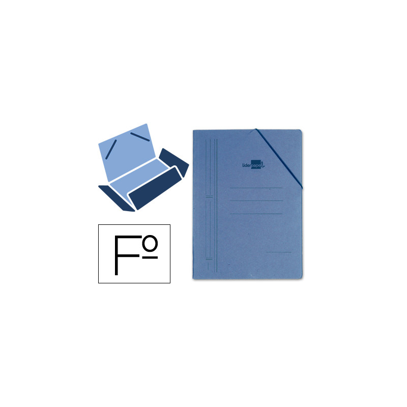 Carpeta liderpapel gomas tres solapas carton compacto folio color azul