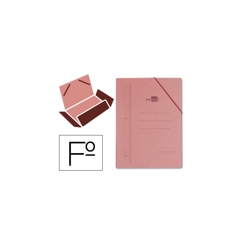 Carpeta liderpapel gomas tres solapas carton compacto folio color cuero