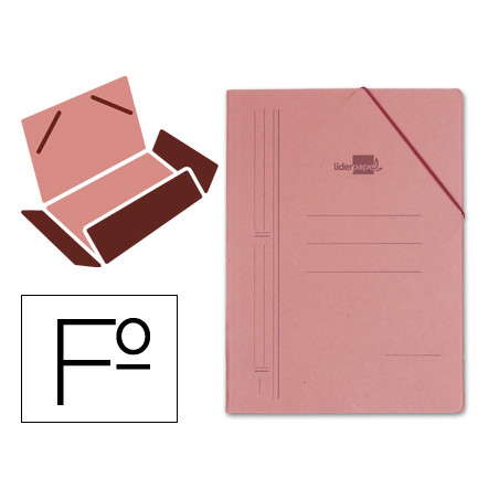 Carpeta liderpapel gomas tres solapas carton compacto folio color cuero